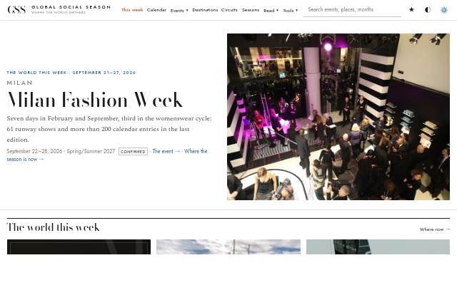 Screenshot of the Global Social Season site