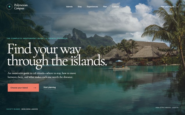 Screenshot of the Polynesian Compass site
