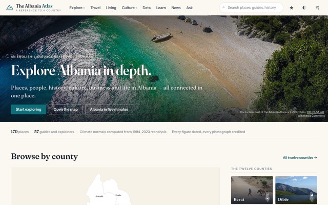 Screenshot of the The Albania Atlas site
