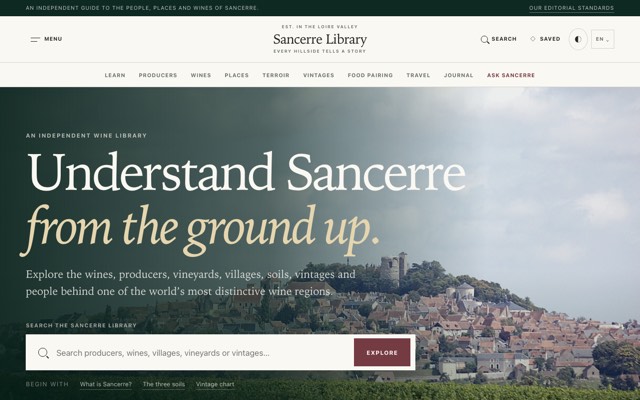 Screenshot of the The Sancerre Atlas site