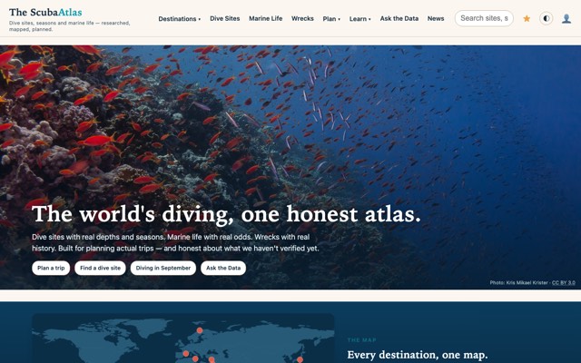 Screenshot of the The Scuba Atlas site