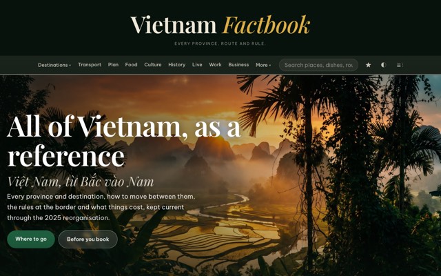 Screenshot of the Vietnam Factbook site